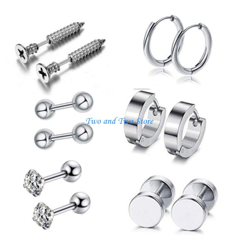 HX6F 12x/Set Screw Barbell Piercing Earrings Stainless Steel Earrings for Unisex