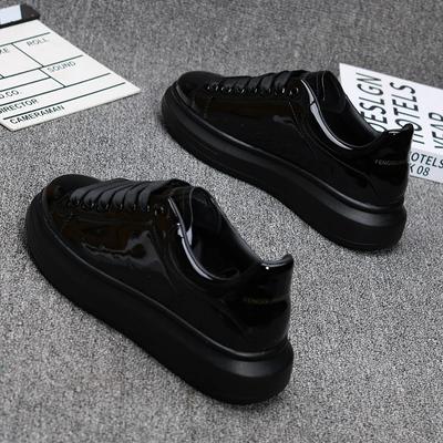 Fashion Brand Fashion Men's Shoes Black Glossy Mens Thick-soled White Men Sneakers Versatile Couple Sports and Casual Tennis Shoes Man