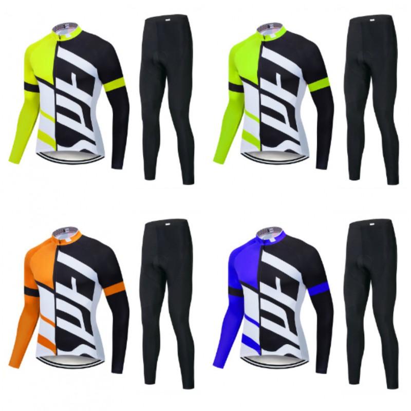 Men Women Cycling Bib Jersey Set Lightweight Breathable Long Sleeve Bike Outfit