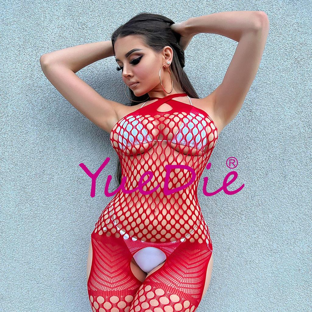 Danai Plus Size Open Crotch Erotic Stockings - Seductive Mesh Flirting Uniform Nightgown 9600