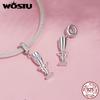 WOSTU 925 Sterling Silver Romantic Candlestick Pendant Heart Safty Chain Wine Cup Charm Cake Bead Fit Original Bracelet Necklace
