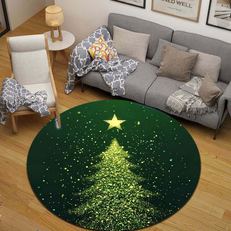 Handmade Style Round Pop Art Multicolor Rug Mat, Non-Slip Floor Mat for Laundry Room