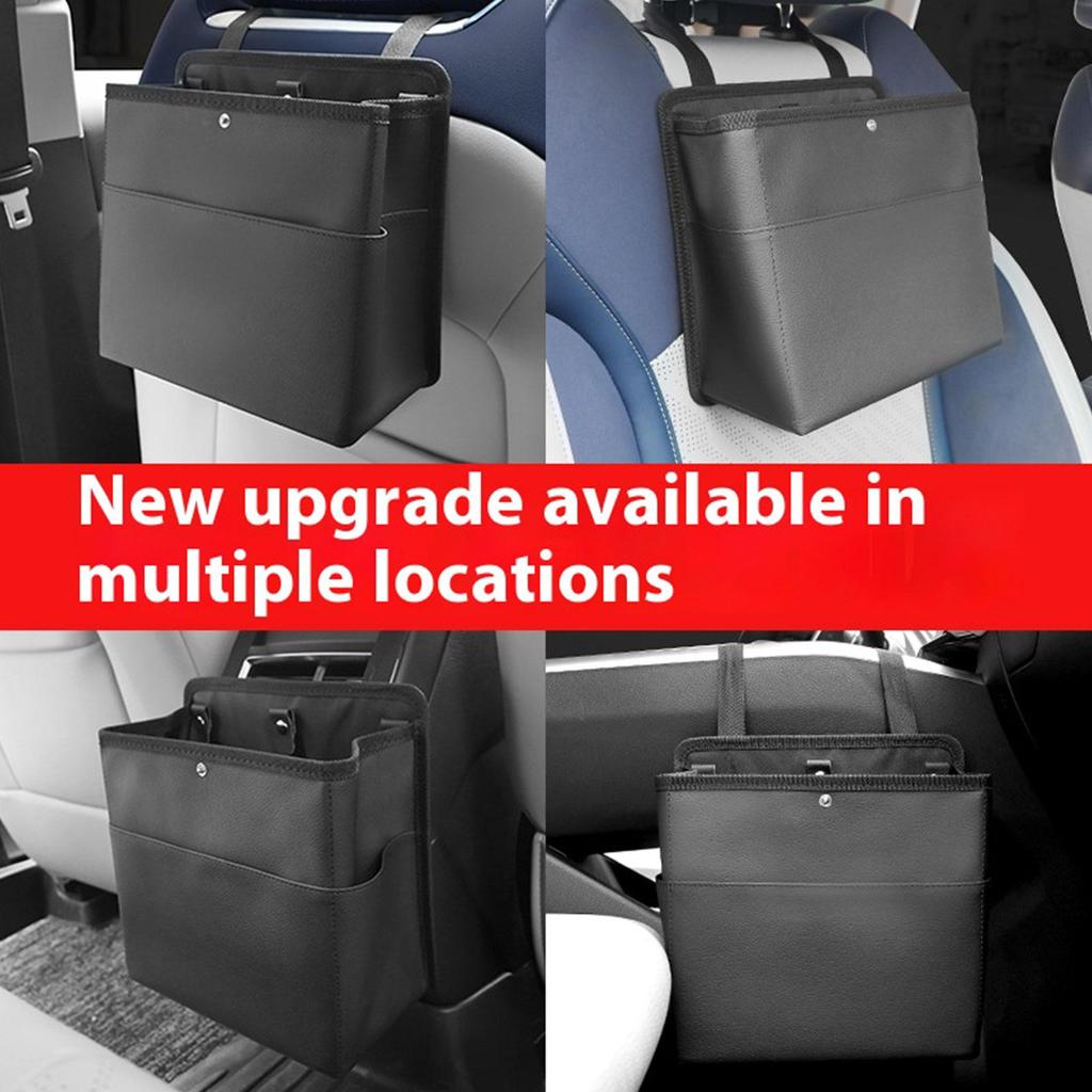 Car Garbage Can Backseat Trash Can Car Accessories Waste Basket Cup Holder Container Leather Storage Bag Tissue Box Vehicle