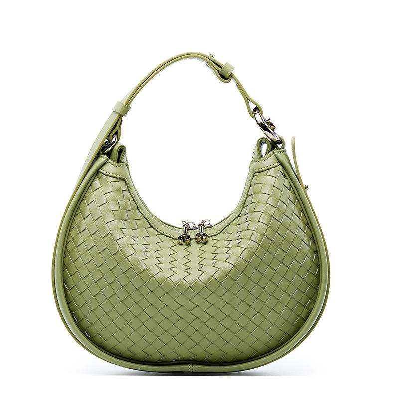 Early Spring Niche Leather Woven Handbag Fashion Underarm Bag Women's Single Shoulder Crossbody Bag Crescent Bag