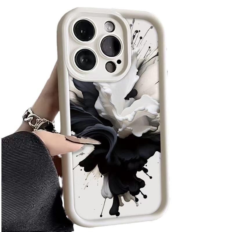 The New Black and White Ink Is Suitable for Iphone16 Mobile Phone Case Apple 15promax/14 Anti-drop 13pro12 Personality