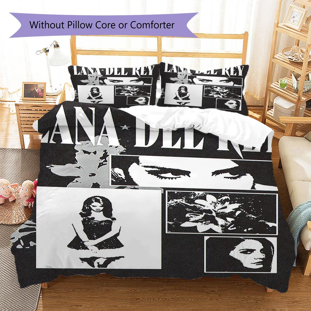 Lana Del Rey Muster Bettwäsche, Steppbett Set Bettbezug Kissenbezug Haus Geburtstag Geschenk(1 Bettbezug + 2 Kissenbezüge, ohne Füllung)