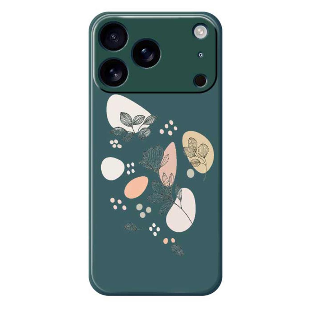 For iPhone 17 Pro Max Case Sketch Leaves Pattern Printing Straight Edge TPU Phone Back Cover