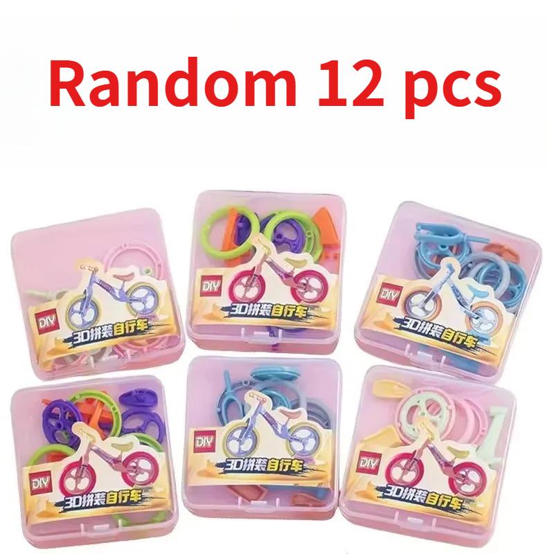 DIY Mini Plastics Radish Car Model Puzzle Assembly Toys Ornament Detachable Bicycle Sliding Toys Children's Rewards Holiday Gift
