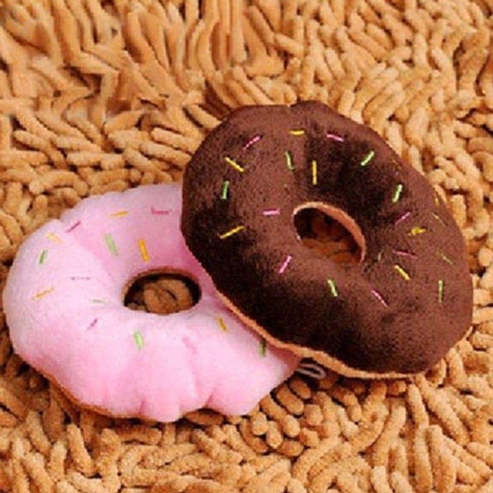 Tugging Cotton Sound Animal Play Pet Squeaker Pet Toys 3 Color Donut Dog Toy