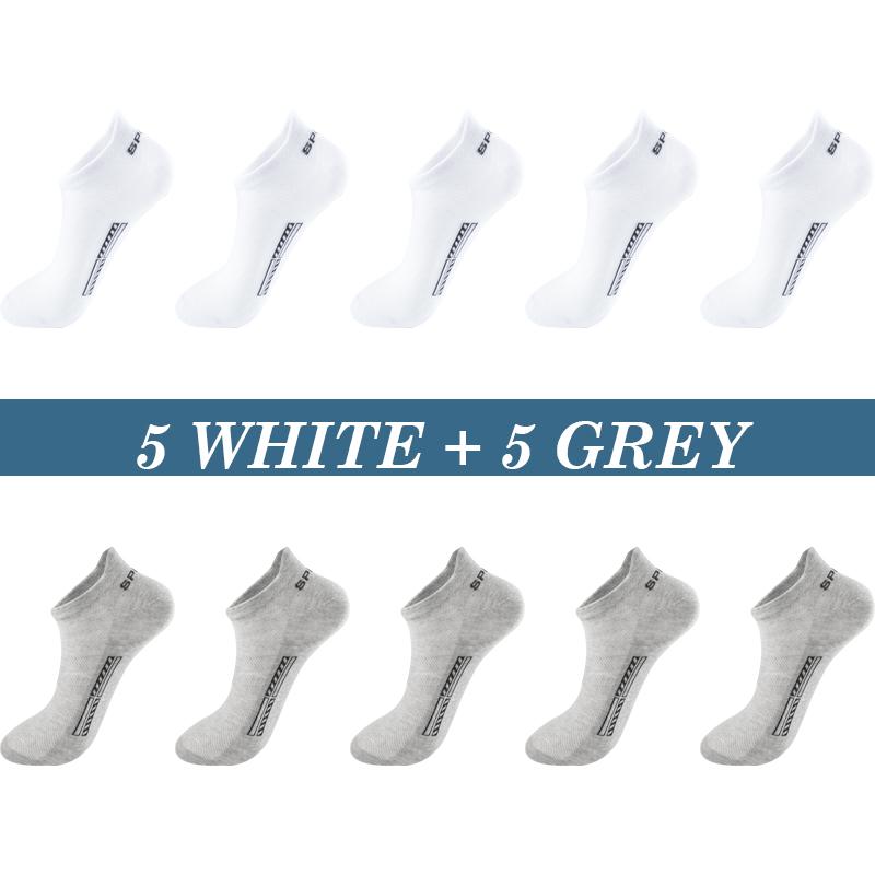 High Quality 10 Pairs Men Socks Breathable Cotton Summer Sports Boat Sock Mesh Casual Athletic Thin Cut Short Sokken Plus Size 37-48