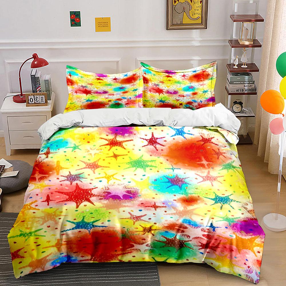 Colorful Star-shaped Splatter. Bedding Sets Duvet Cover Sets Duvet Covers Pillowcases(1 * Duvet Cover 2 * Pillowcases Without Duvet Insert)
