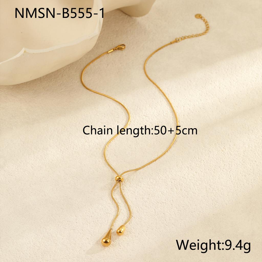 European and American Fashion Fringed Water Drop Earrings Stainless Steel Earrings Light Luxury Titanium Steel Necklace Y-chain Jewelry