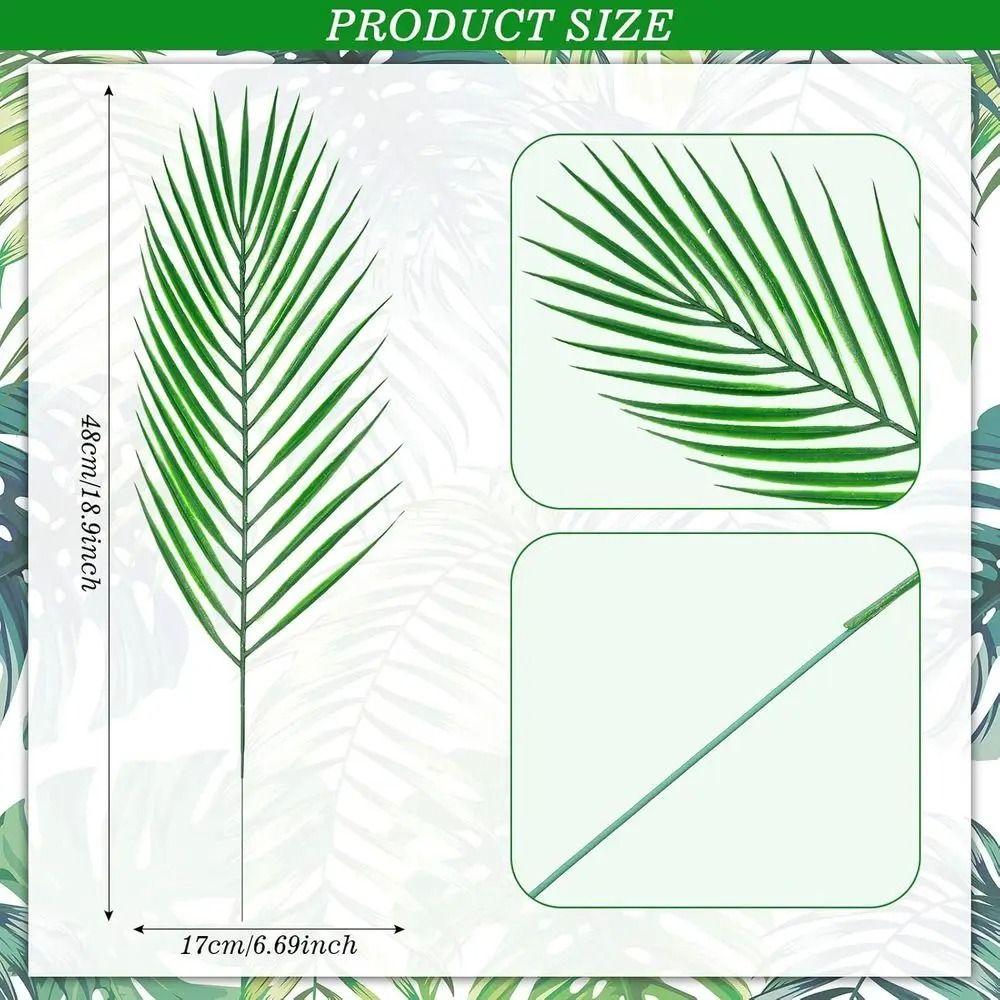 10Pcs Green Leaves Artificial Palm Leaves Flexible Branches Faux Greenery  Wedding Decor