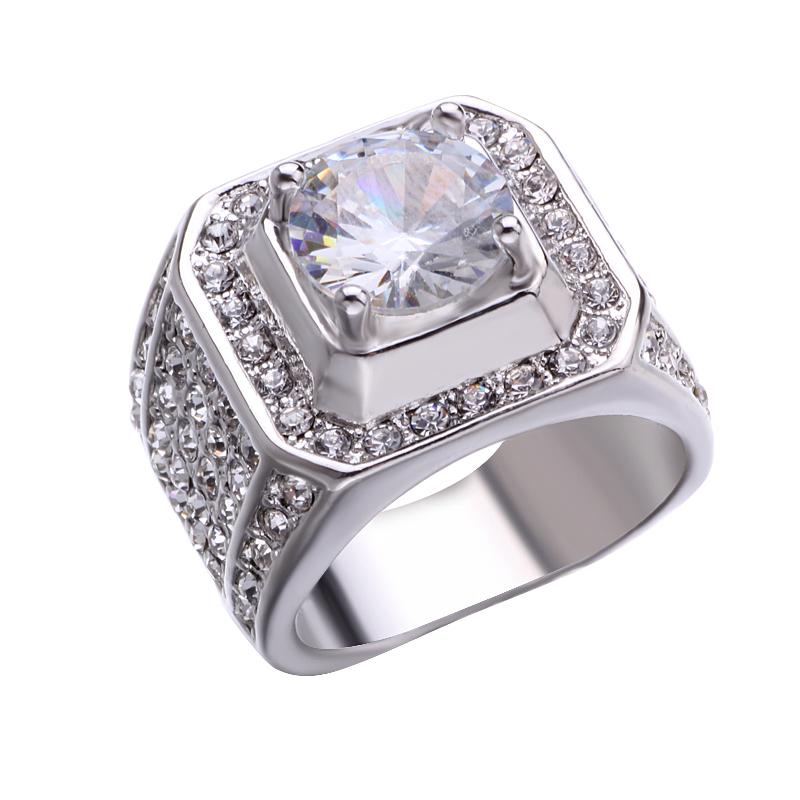 

Milangirl New Hip Hop Rock Rings Men Luxury Rhinestones Zircon Women Wedding Party 13