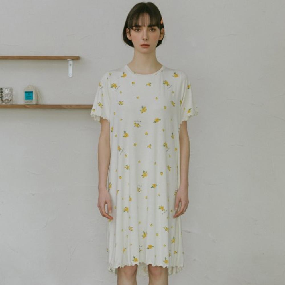 Frenchiel Micro Modal Lemon Rose Dress Cream  Fwed302s 