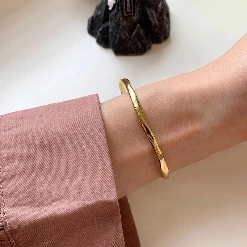 Foxanry Stempelarmbånd for Kvinner Ny Trend Elegant Vintage Uregelmessig Tekstur Armbånd Jente Fest Smykker Kjæreste Gave