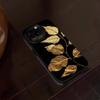 Elegant Golden Leaf Pattern On Black Background Phone Case For IPhone 17 16 15 14 Pro 11 12 13 Pro Max 17 Air 16 Plus Back Cover