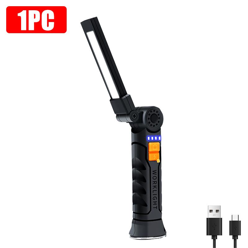 New Portable COB LED Flashlight USB Rechargeable Work Light Magnetic Lanterna Hanging Lamp with Built-in Battery Camping Torch