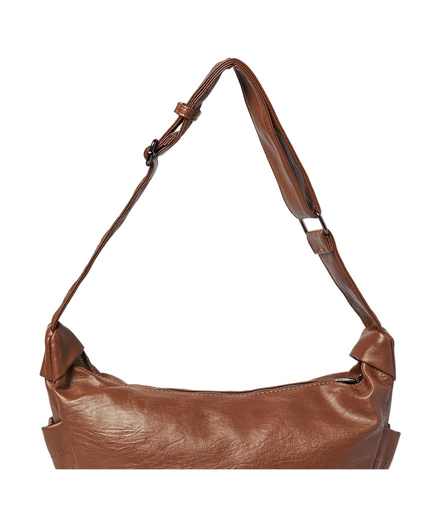 The Green Lab Faux Leather Hobo Crossbody Bag [Brown]