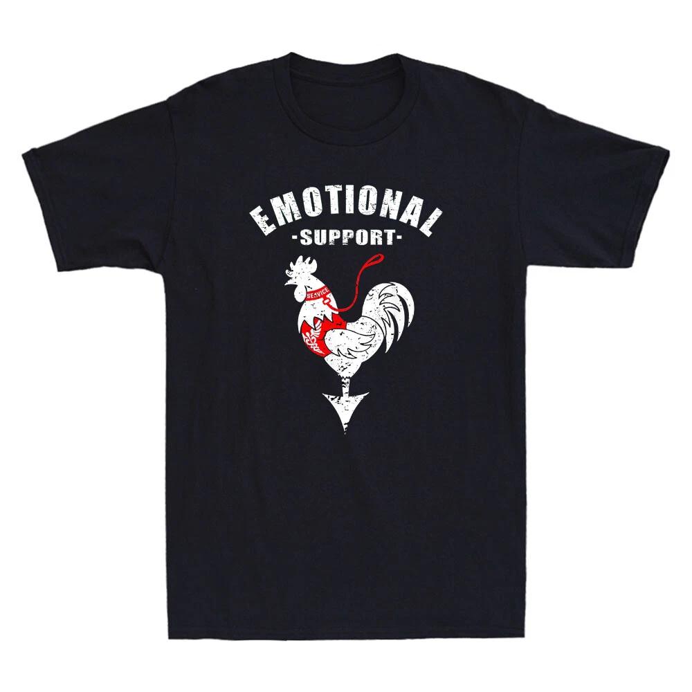 Chicken Emotional Support Cock Funny Sayings Vintage Men s Short Sleeve T-Shirt XL