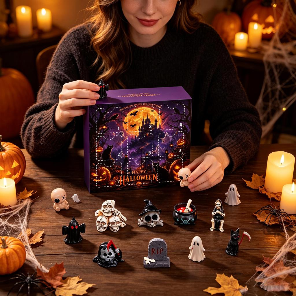 Halloween Countdown Calendar 9 Days 3D Resin Figurine