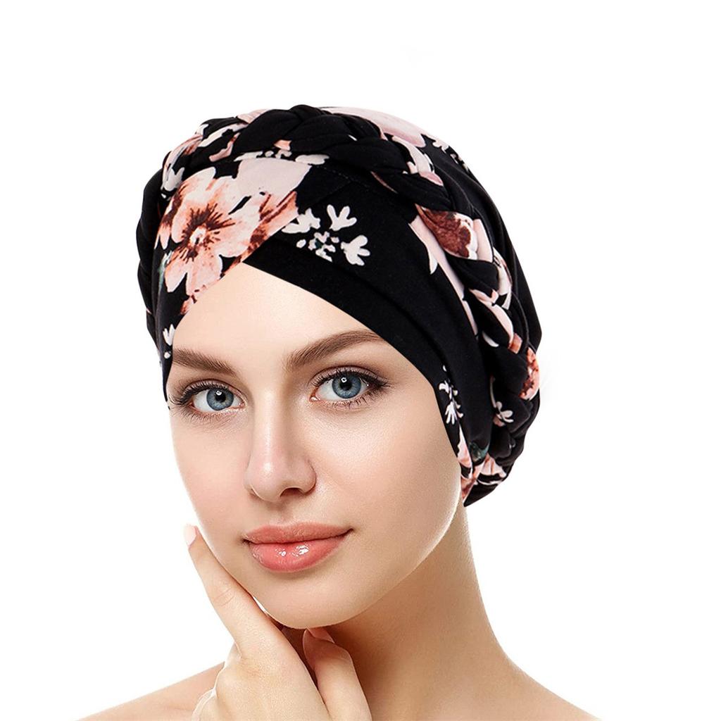 2024 New Crossed Forehead Muslim Hijab Caps Women Wrap Head Ramadan Soft Elastic Ladies Fashion Print Turban Bonnet