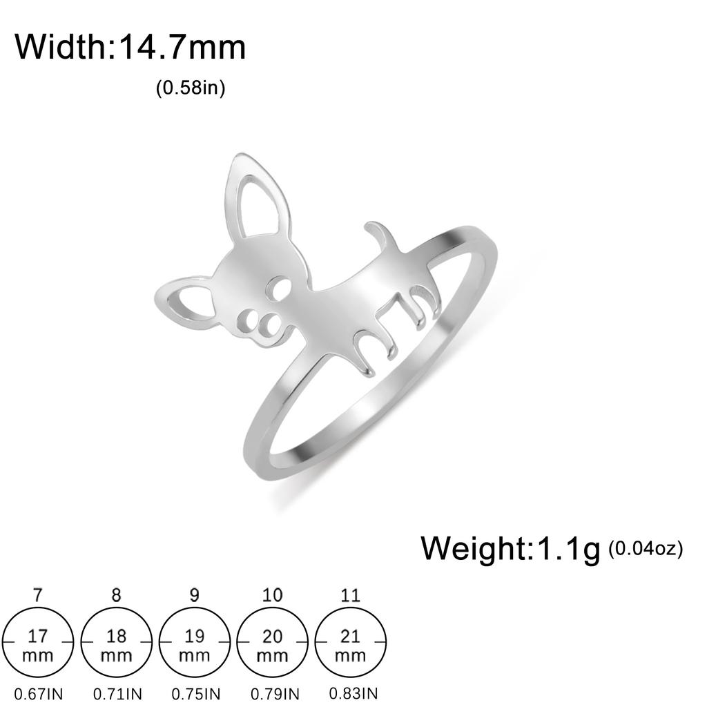 Cute Chihuahua Dog Ring Stainless Steel Gold Women Rings Animal Jewelry Birthday Gift