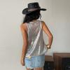 Women's clothing popular summer new products have a loose temperament and slightly transparent sequins. Europe, America, small vest, women