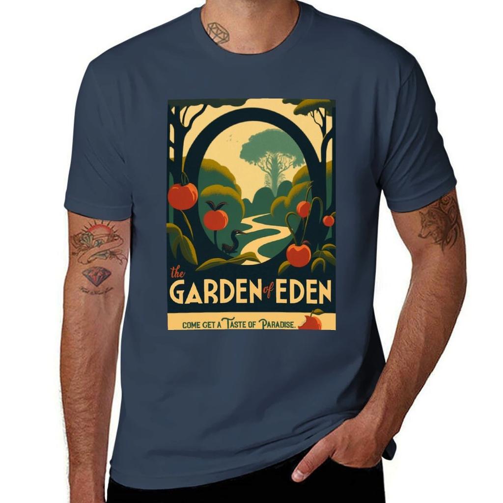 The Garden of Eden Vintage Travel Poster TShirt Light Athletic Short Sleeve Tee Shirt