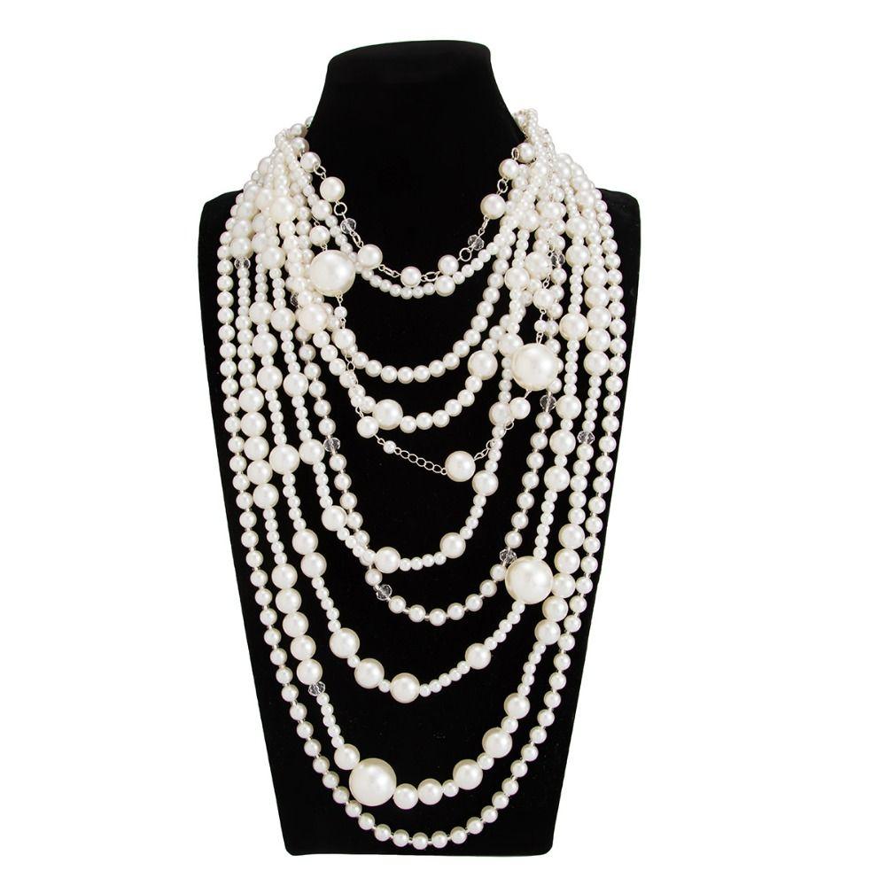 Baroque Pearl Sweater Chain Exaggerated Women's Clavicle Chain Multilayer Pearl Necklace Banquet