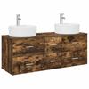 Bathroom Furniture Set 3 Pcs Smoked Oak 129 X 44.5 X 80 Cm