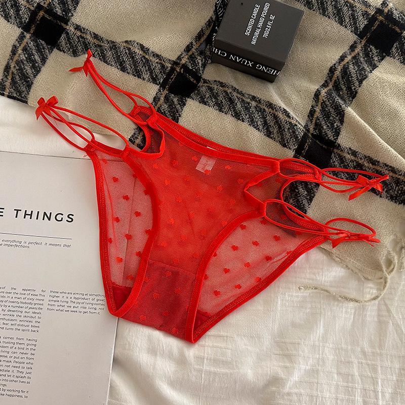 

Sweet Desire Collection: French Lace Low-Waist Panties - Pure Comfort, Hollow Design, Cotton Crotch One Size (80-120 Jin)