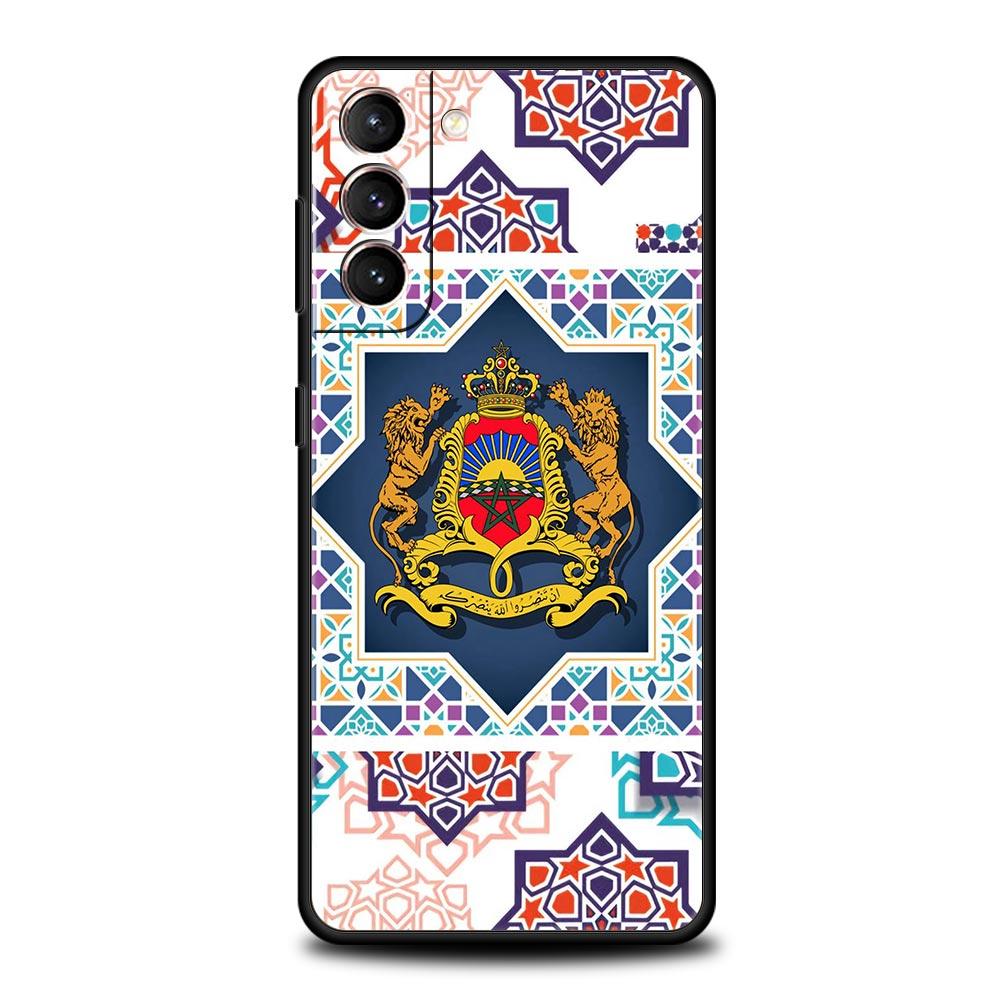 Bandiera Marocchina Maroc Marocco Custodia per Telefono Passaporto Per Samsung Galaxy S26 Ultra S25 Plus S24 FE S23 S22 5G S21 S20 Cover Nera Morbida