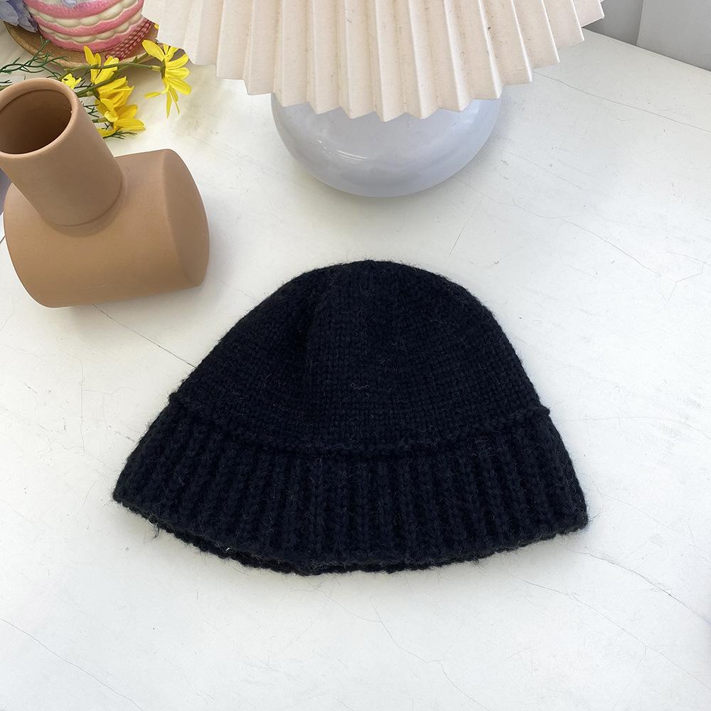 Women's Korean Dongdaemun Same Style Wool Fisherman Hat Autumn and Winter Korean Version Showing Face Small Warm Knitted Bucket Hat Trendy