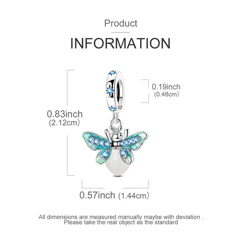 Dreamy Blue Firefly Beads Copper Original Beads Fit Originalcharms Bracelet Jewelry Diy Gifts For Women