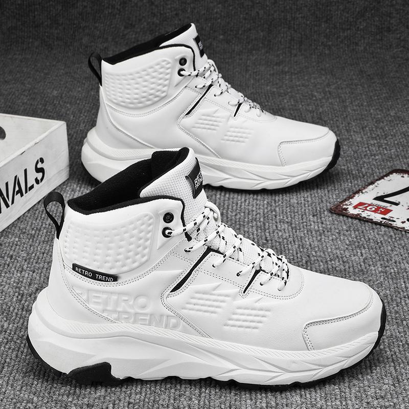 High Top Chunky Sneaker Plus Size 45 Men Women Winter Plush Snow Boots Fashion Casual Cow Suede Height Increased Platform Shoes