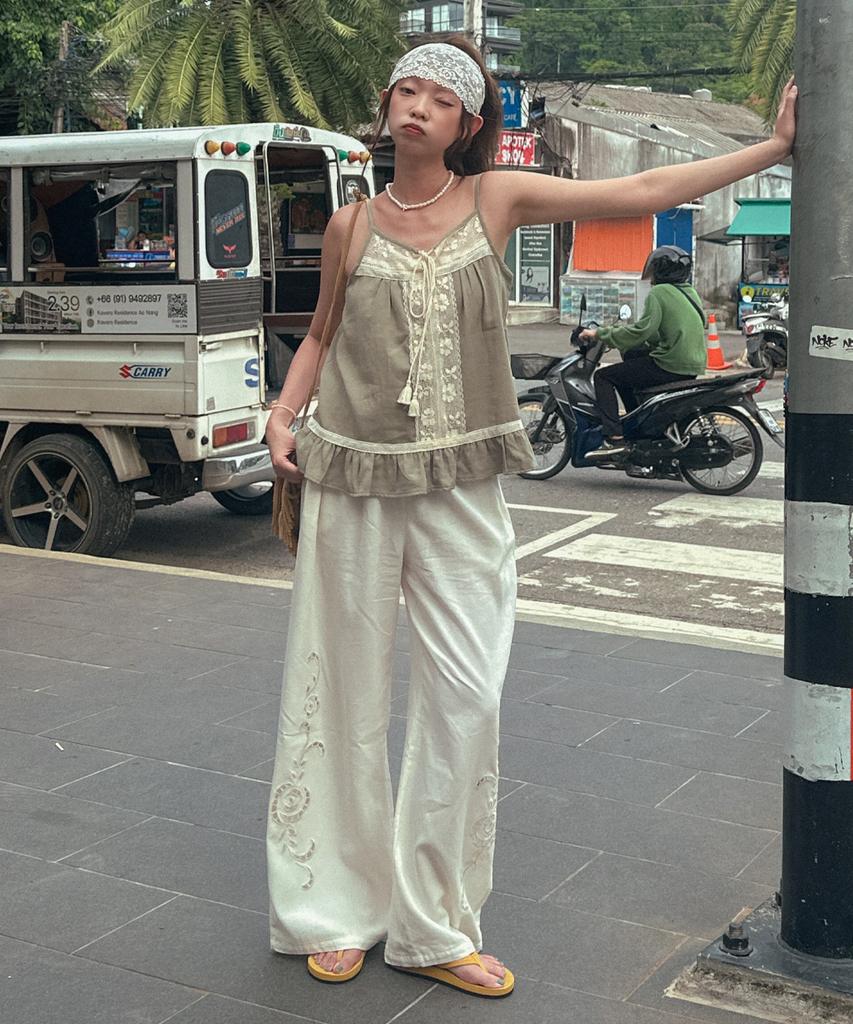 Aueonoseuteljia Rose Embroidered Wide Pants_Cream(Ob6Pt05)