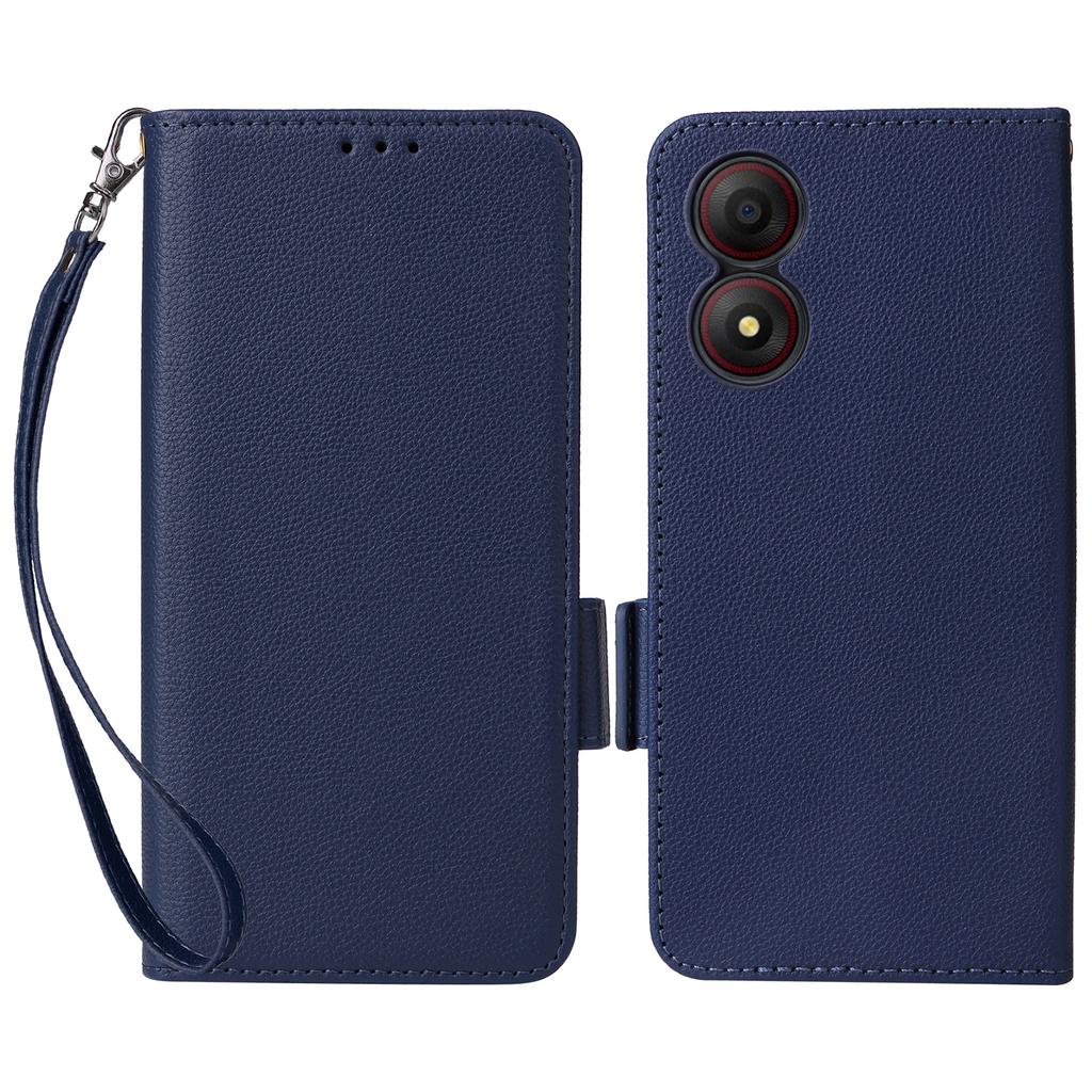 For ZTE Blade A34 Phone Case Leather Litchi Texture Cover with Magnetic Closure