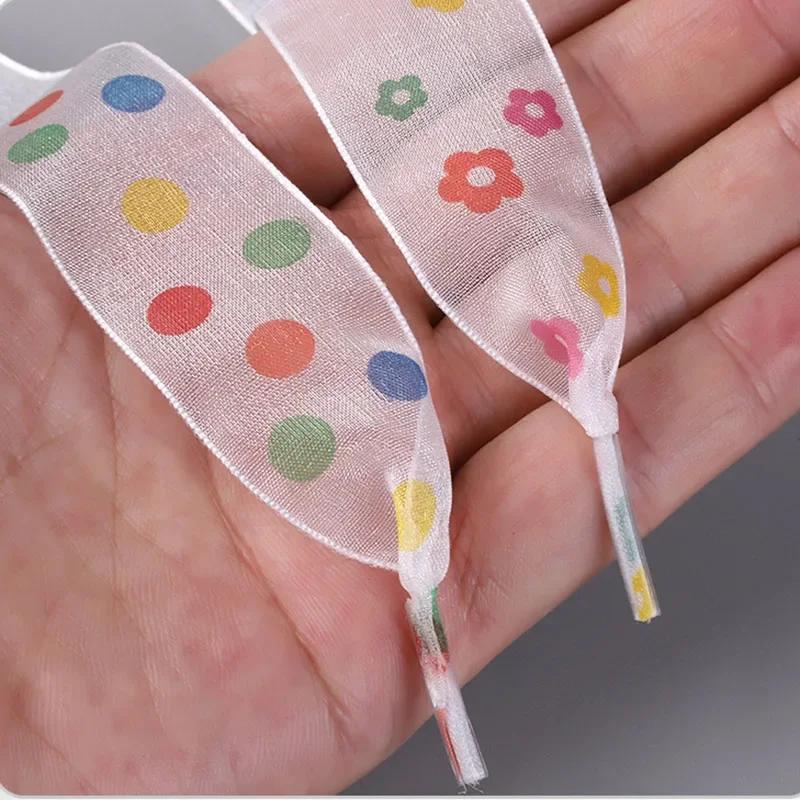 2.5CM Width 80CM/100CM/120CM Length Transparent Shoelace for Women Girl Color Flat Shoelaces Printing Leopard Yarn Shoe Laces