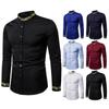 Camisa Casual de Manga Larga con Cuello Alto Bordado de Moda para Hombre Talla Europea