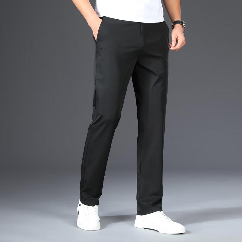 Fengmao Pánské lyocellové volné kalhoty s rovnými nohavicemi odolné proti pomačkání FMMY2103