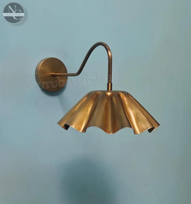Customizable Brass Flower Wall Sconce: Plug-In/Hardwired Lighting