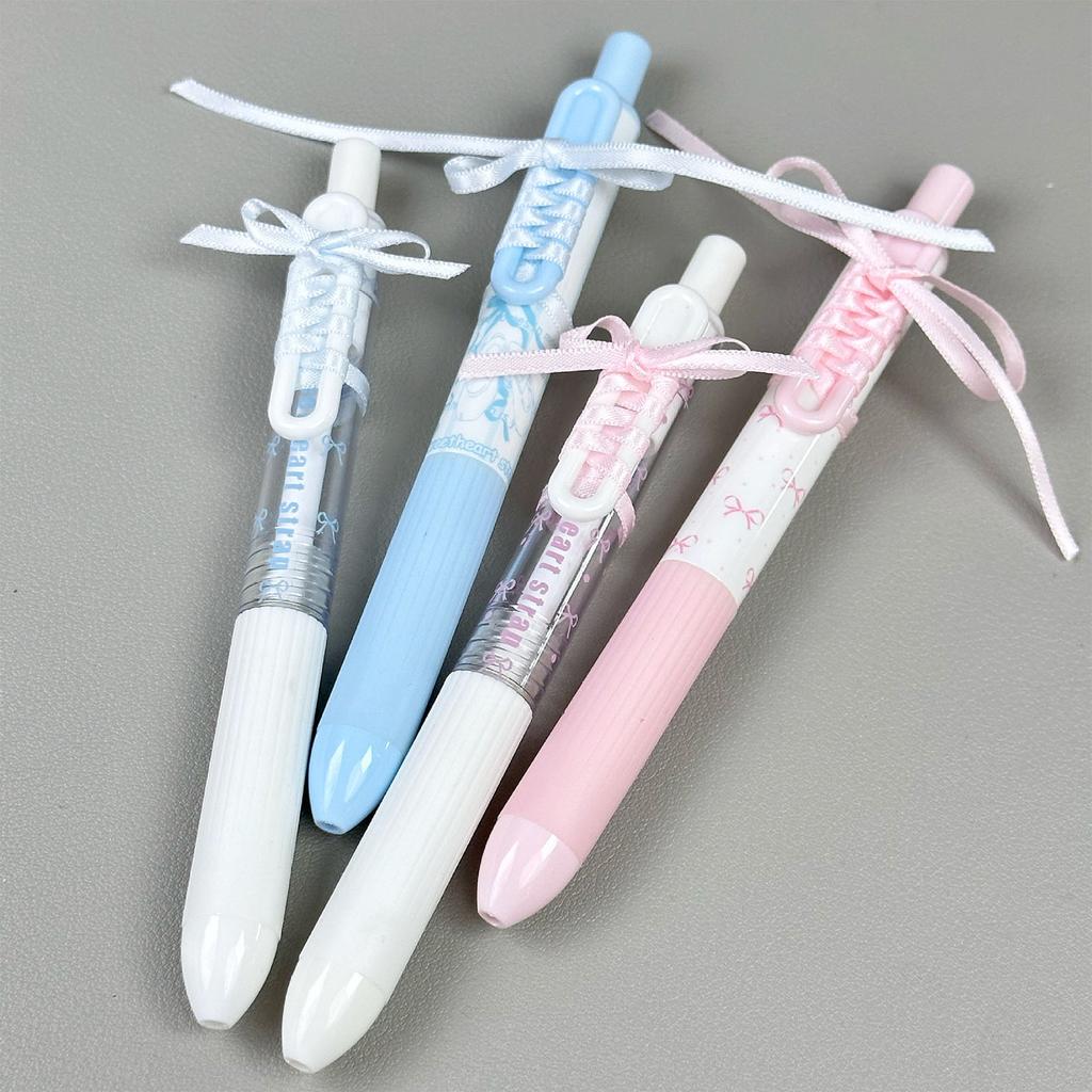 4Pcs Lace Ribbon Gel Inks Pen Retractable Gel Pen 0.5MM Fine Point Black Inks for Handwriting Journaling Note Taking