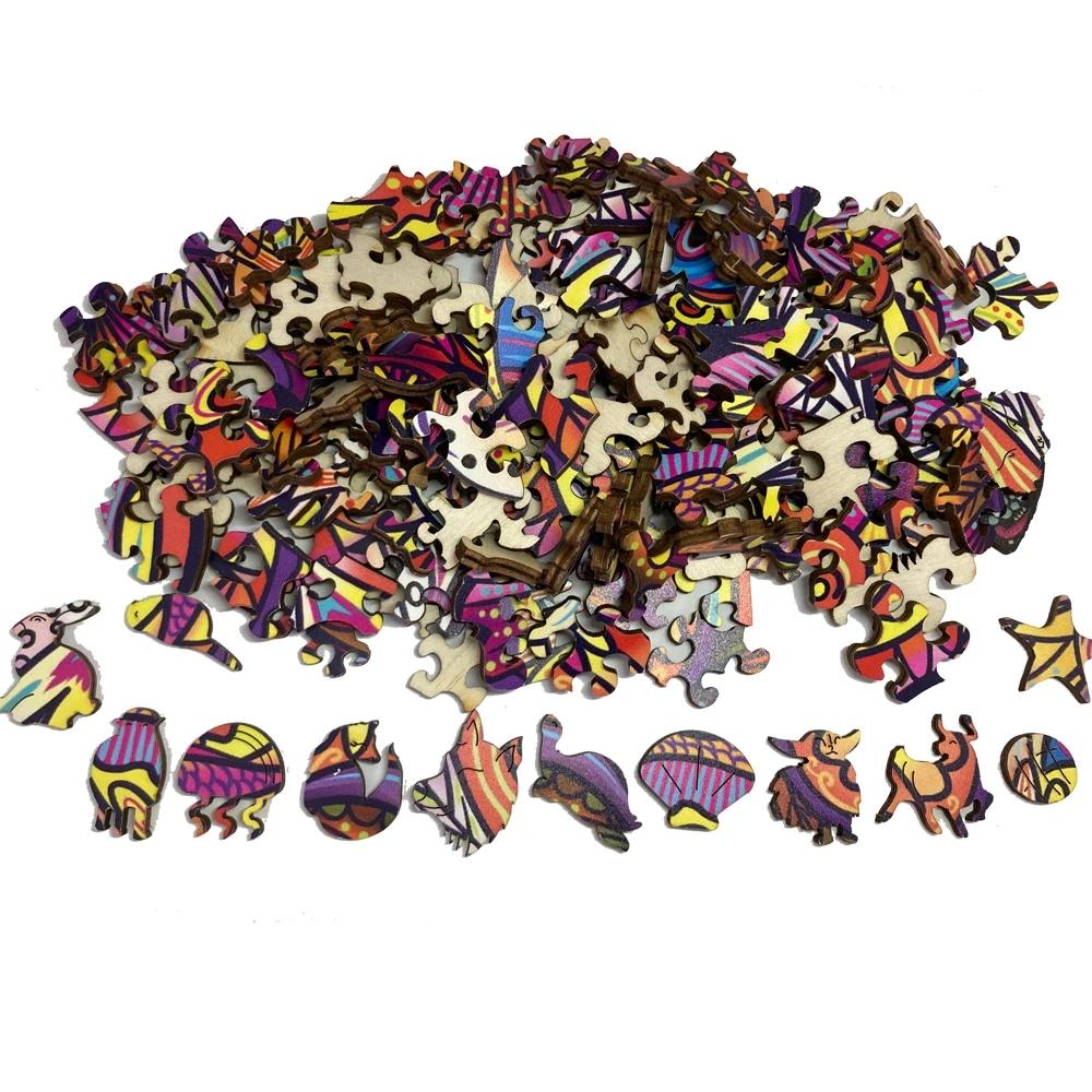 Irregular Shape Wooden Puzzles for Kids and Adults Butterfly Art Decoration Board Set Decompression Puzzle Toys for Family