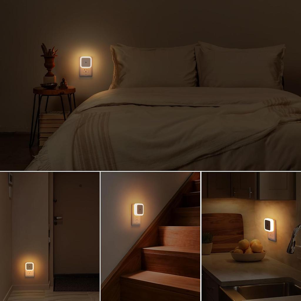 8 LED Wall Plug Night Light Warm White Light Decor Bedroom Bathroom Corridor Home Indoor Lighting Living Room Lamp Decoration