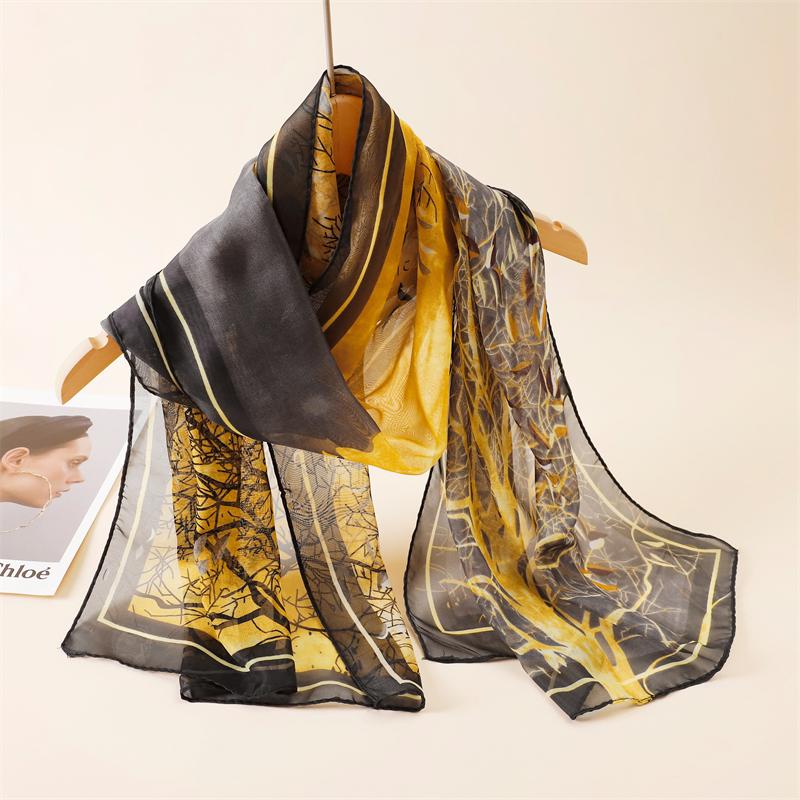 Fashion Floral Chiffon Hijab Cachecol Female Lady Bandanas Beach Towels Summer Muslim Veil Women's Foulard