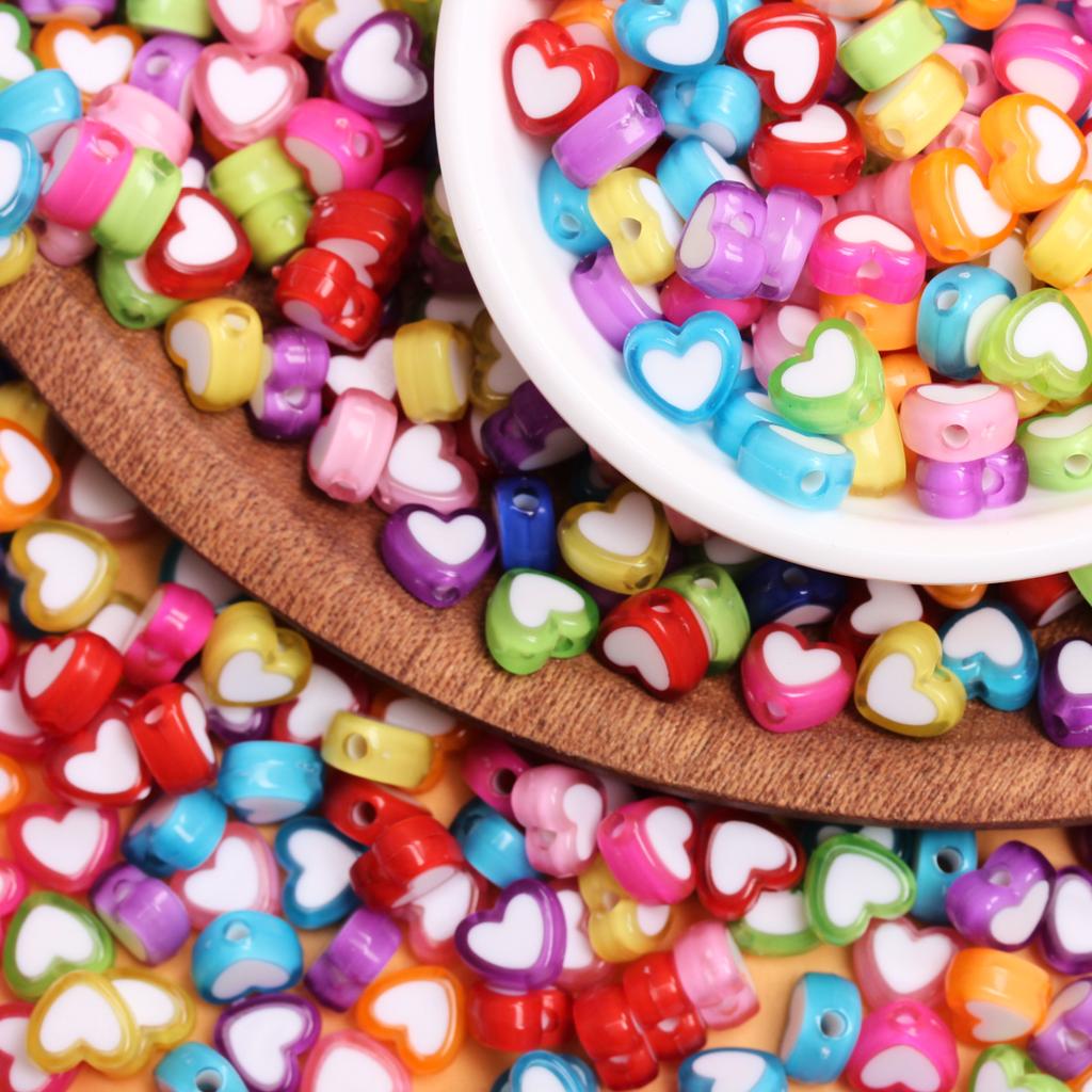 500g/pack Jewellery Making 4*8mm Heart Loose Beads Acrylic Pendant Fashion DIY Accessories Necklace Bracelet Handing Craft Earring Keychain