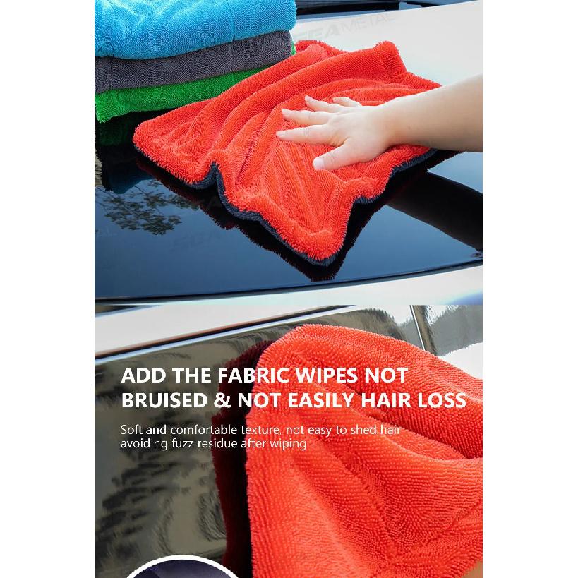SEAMETAL 1200GSM Car Cleaning Towel Heavy Duty Thicken High-Absorbent Drying Cloth Ultra-Soft Scratch Free Car Detailing Towel