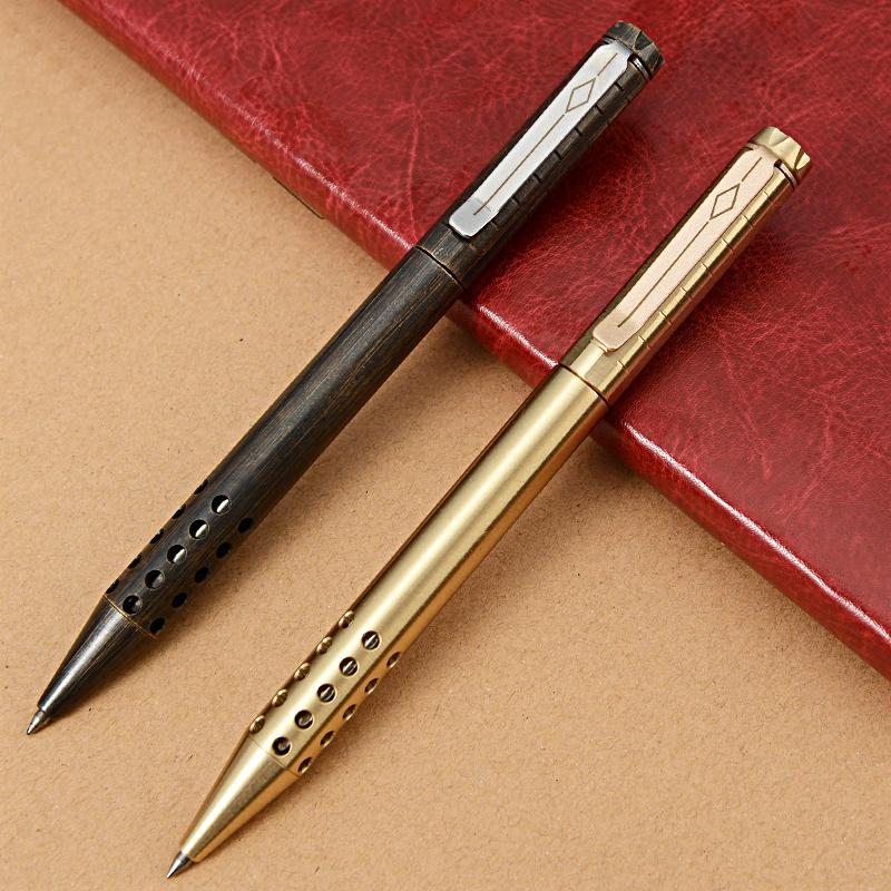 Retro Brass Pen With Gift Box Rollerball Pen Copper Durable Copper Gift Pen Handmade Signing Pen Outdoor Tools Party Gift