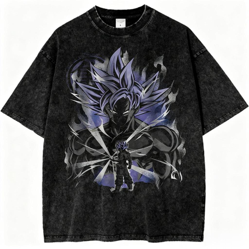 Dragon Ball Super Saiyan Gohan Printed Tshirt Mens and Womens Washed Tshirt High Quality Vintage Cotton Tshirt Tops
